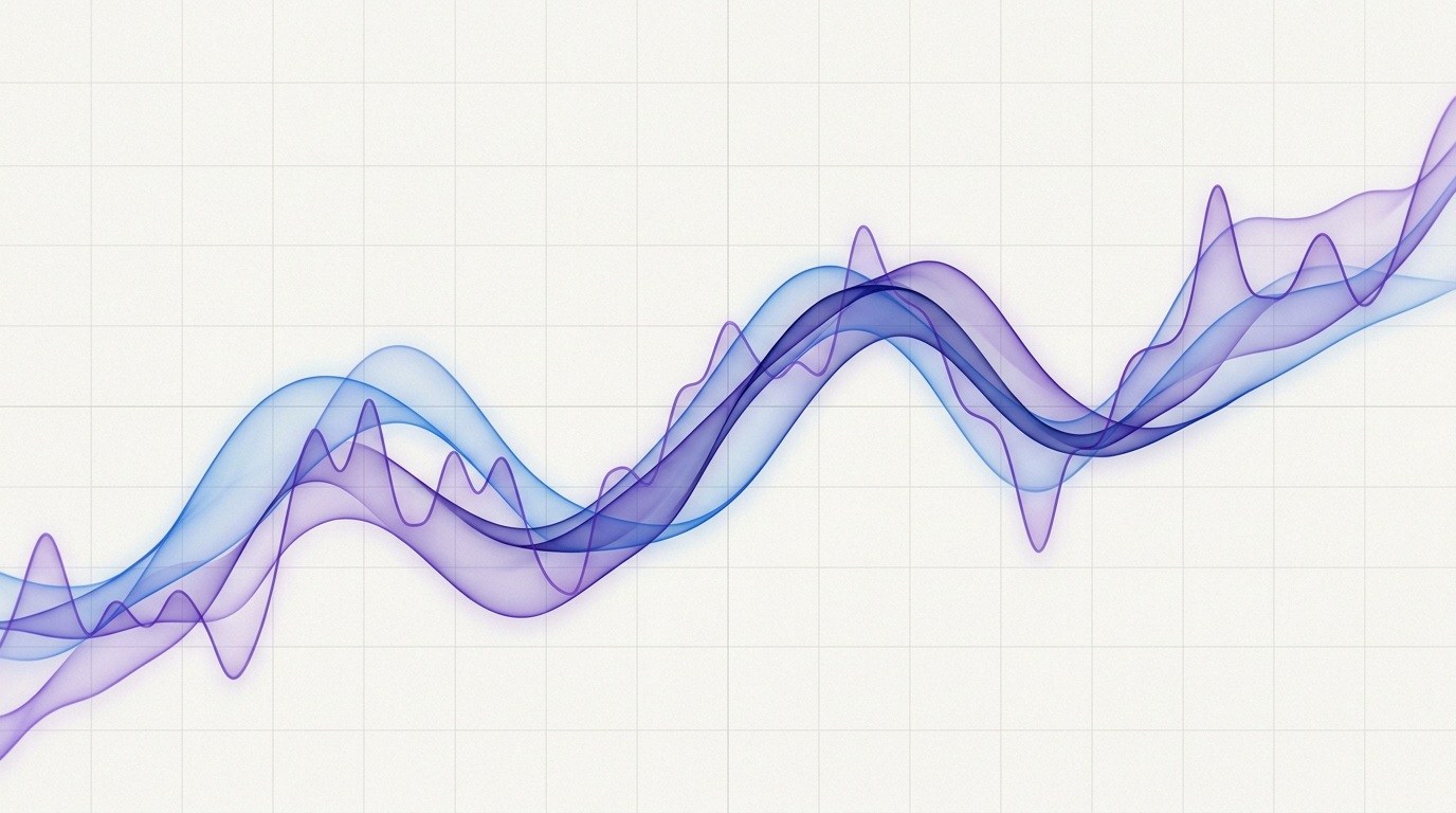 Abstract overlapping benchmark lines on a light grid suggesting two different mortgage rate indices